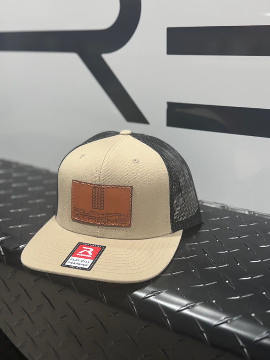 Khaki Flat Bill Trucker Hat