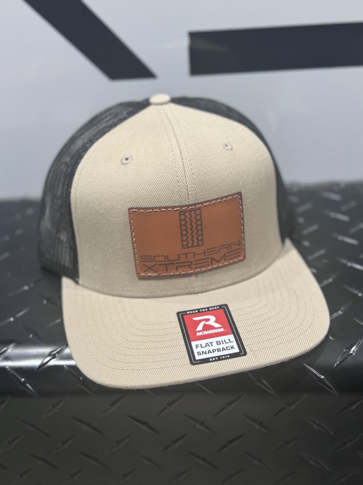 Khaki Flat Bill Trucker Hat