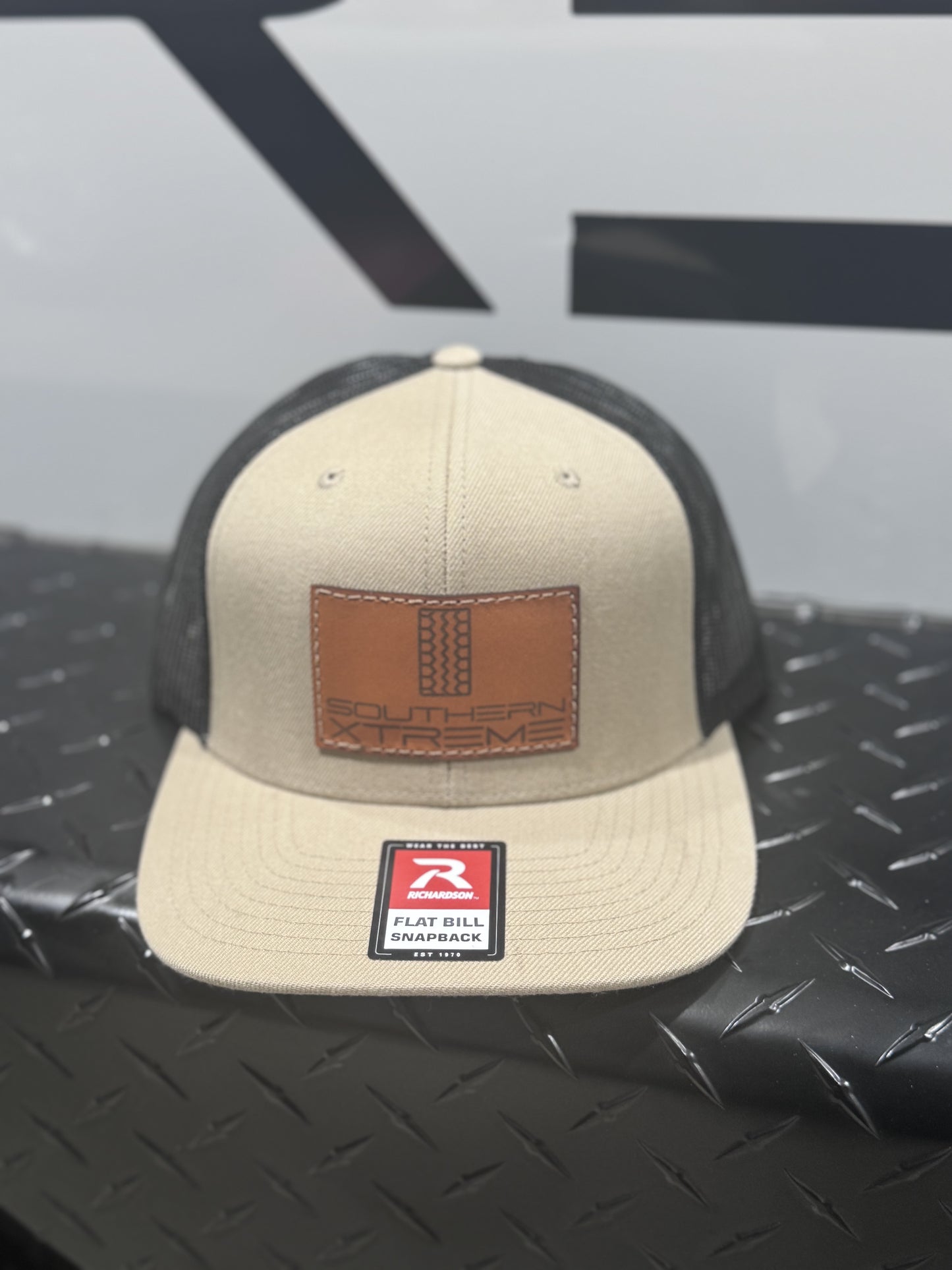 Khaki Flat Bill Trucker Hat